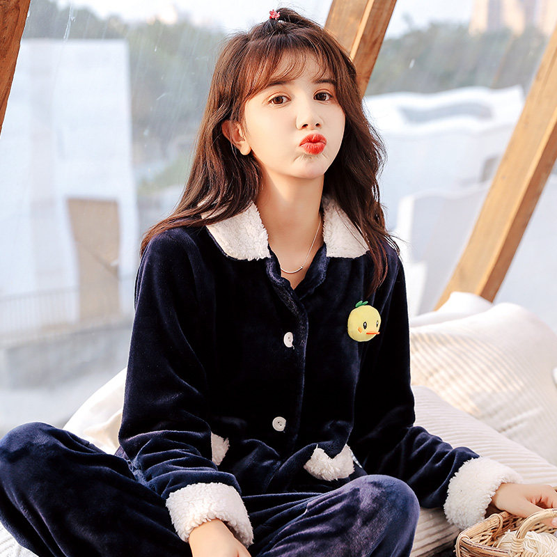 北极绒情侣冬季珊瑚绒可外穿睡衣 北极绒购够家睡衣/家居服套装