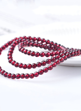 新款纯天然高档全净体石榴石手链女三圈水晶抗疲劳多圈紫牙乌手串