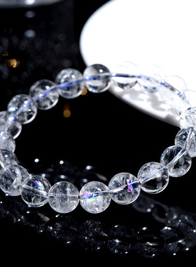 天然白水晶手串阿赛斯特莱白阿塞手串彩虹水晶手链生日礼物女学生