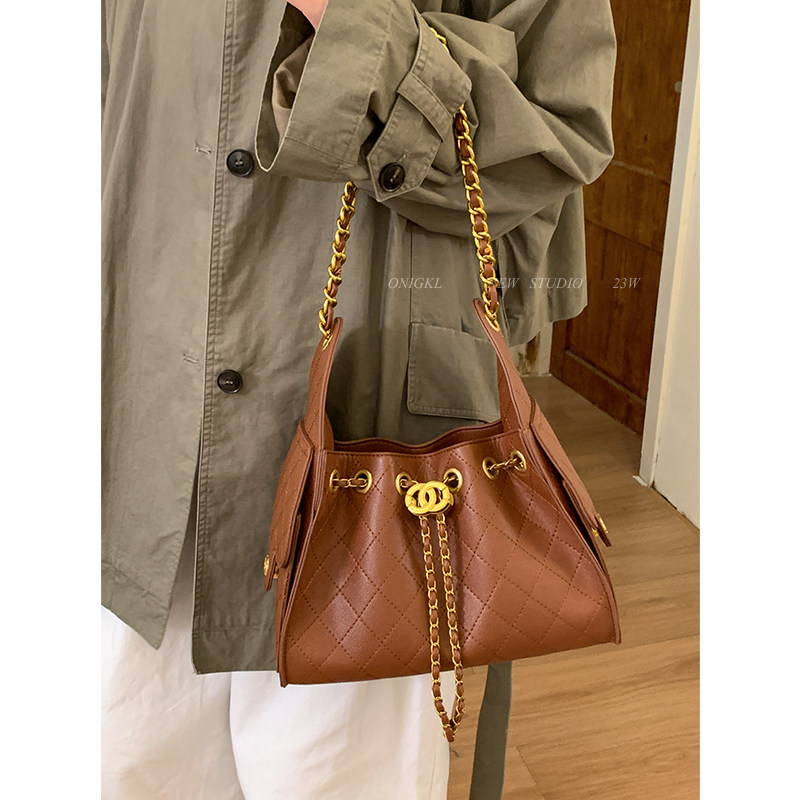 韩国菱格链条包包女2025新款秋冬单肩包高级感轻奢小众通勤托特包,淘宝优惠券,粉丝福利购,淘宝优惠卷