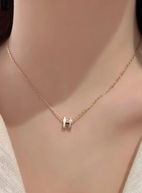 经典minipopH双拼项链锁骨链女