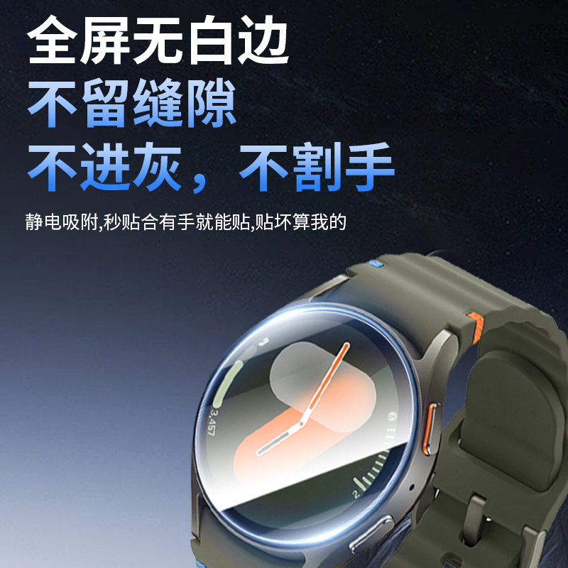 适用三星watch7手表膜全屏7ultra保护膜钢化膜三星watch6表盘膜40mm定位秒贴47mm屏幕昆仑43MM玻璃膜watch6 - 图1
