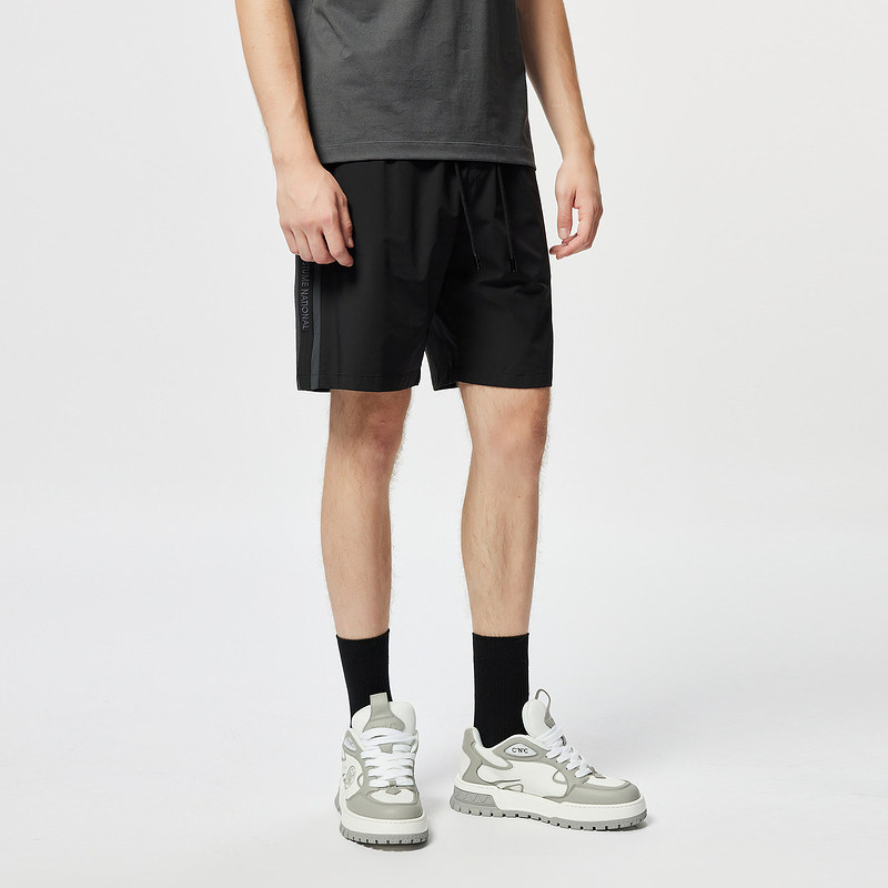 CNC男装24夏季新款侧边LOGO宽松时尚抽绳直筒微弹休闲短裤男,淘宝优惠券,粉丝福利购,淘宝优惠卷