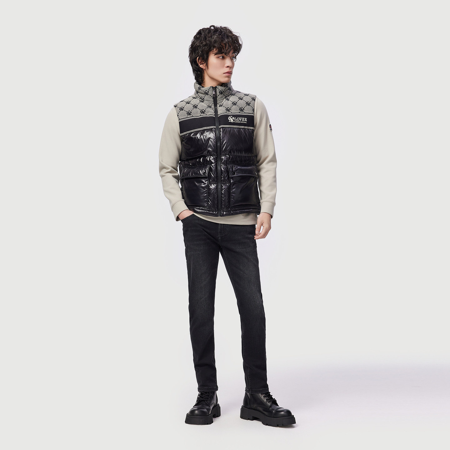 CNC男装男装25冬季新款90%鸭绒羽绒服马甲拼接保暖厚款羽绒背心,淘宝优惠券,粉丝福利购,淘宝优惠卷