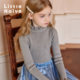 LittleNaive女童修身弹力针织打底衫秋冬款半高领t恤儿童内搭毛衣