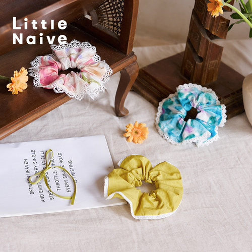 Little Naive女童度假风头花夏季新款浪漫头绳儿童公主大肠发圈 - 图1