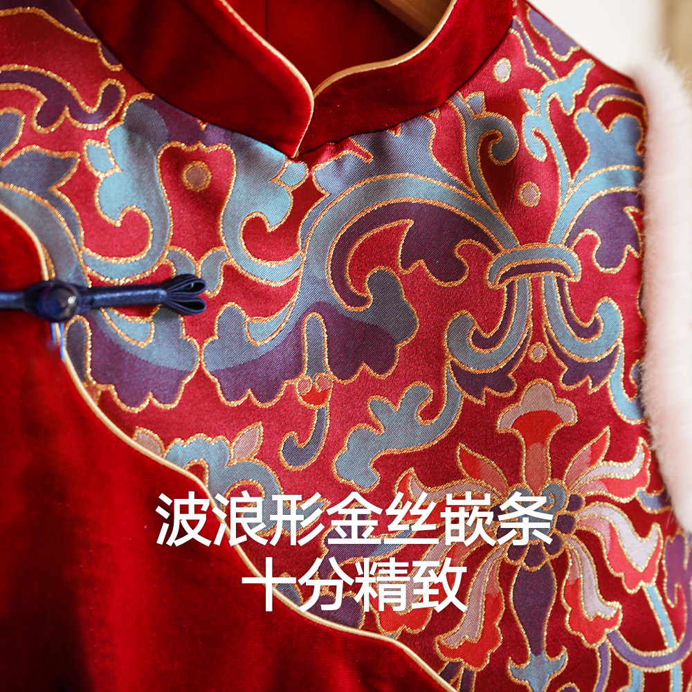 LittleNaive连衣裙女童新中式冬季红色拜年服节日旗袍夹棉背心裙,淘宝优惠券,粉丝福利购,淘宝优惠卷