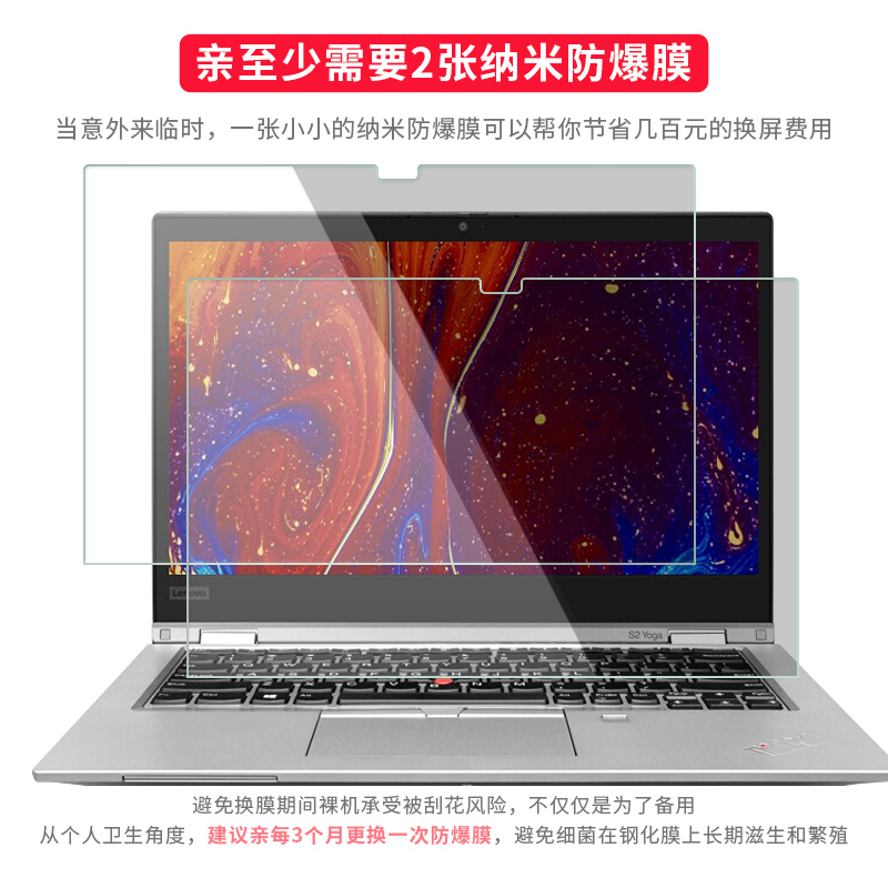 试用于联想ThinkPad S2 2020 Yoga笔记本电脑钢化膜全屏高清纳米柔性防爆非玻璃13.3英寸屏幕保护膜 - 图2