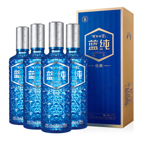 百年糊涂蓝纯经典33度500ml*4瓶贵州七粮酿造白酒礼盒装高端送礼 - 图0