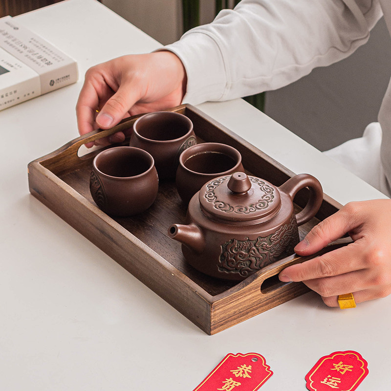 中式复古胡桃木托盘家用长方形实木托盘咖啡水杯茶盘杯盘收纳盘子,淘宝优惠券,粉丝福利购,淘宝优惠卷