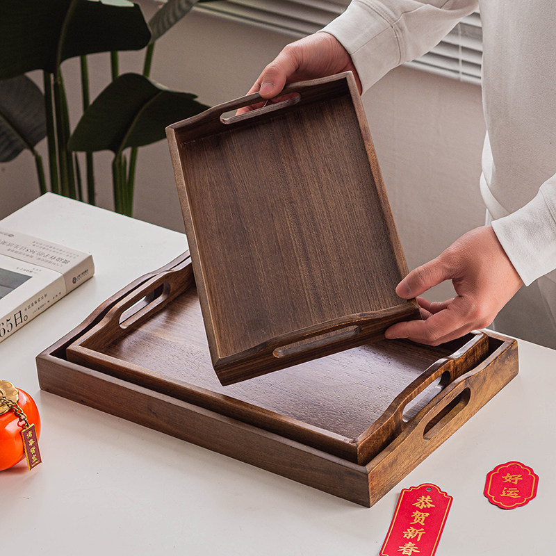 中式复古胡桃木托盘家用长方形实木托盘咖啡水杯茶盘杯盘收纳盘子,淘宝优惠券,粉丝福利购,淘宝优惠卷