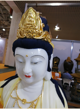 订做自在观音81公分菩萨像 天然汉白玉 整块玉石雕刻高档家居摆件