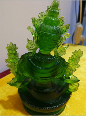 古法琉璃镇宅保平安绿度母佛像