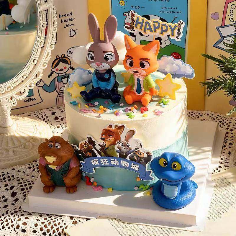 疯狂动物城蛋糕装饰摆件尼克朱迪警官狐兔儿童生日烘焙装扮插件,淘宝优惠券,粉丝福利购,淘宝优惠卷