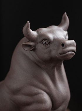 创意紫砂牛摆件大号客厅招