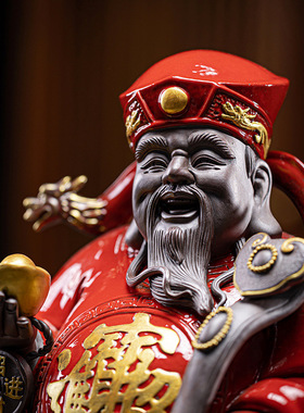 大号陶瓷财神爷招佛像文摆中式