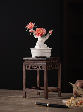 繁花似锦手工陶瓷花摆件家居办公室装饰仿真小盆栽牡丹花朵工艺品