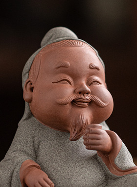中式古风禅意历史人物茶圣茶宠摆件家居茶室茶道文化茶桌装饰