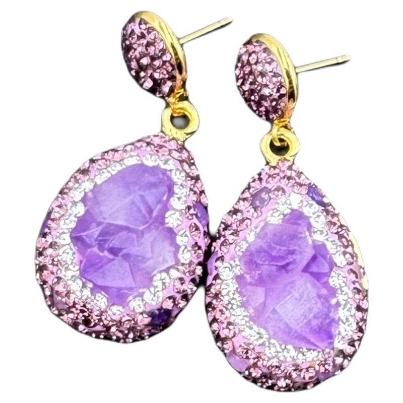 Natural amethyst cluster amethyst necklace ring earrings
