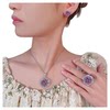 Dried rose pendant ring and earrings three-piece set