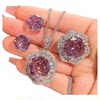 Dried rose pendant ring and earrings three-piece set
