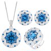 Blue spinel pendant ring and earrings three-piece set