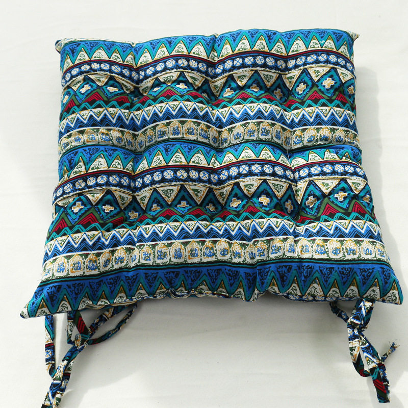 Bohemian ethnic style cotton and linen thickened strap chair cushion