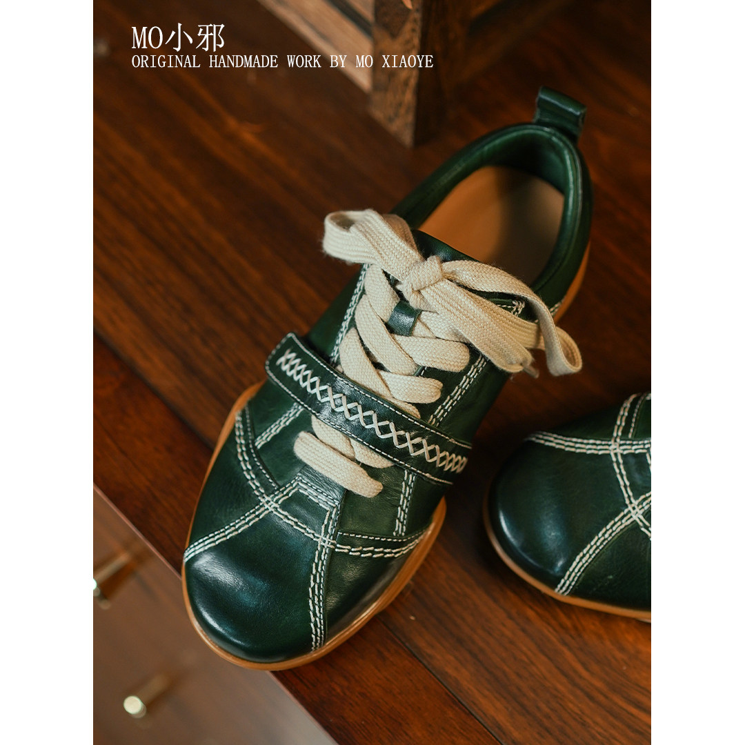 MO小邪‘原创设计重工水洗马皮休闲鞋春季新款德训鞋女百搭小单鞋,淘宝优惠券,粉丝福利购,淘宝优惠卷