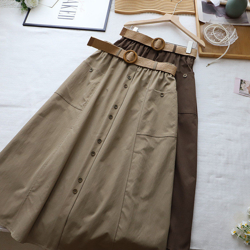 2026秋季新韩版松紧高腰半身裙女休闲腰带显瘦a字长裙,淘宝优惠券,粉丝福利购,淘宝优惠卷