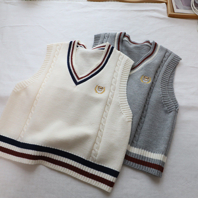 2026早春新款韩版时尚条纹撞色减龄刺绣针织马甲背心女,淘宝优惠券,粉丝福利购,淘宝优惠卷