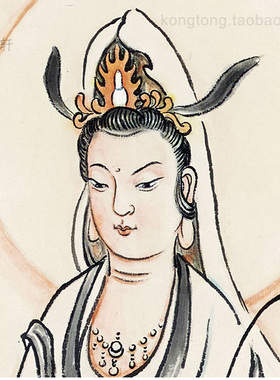 西方三圣挂画圆霖法师装框成品