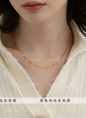 钛钢水波鱼嘴唇素链diyM扣项链