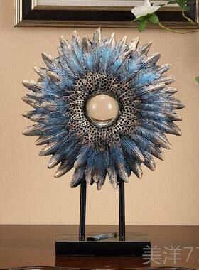 高档创意美式古毛摆厅件礼品电覆视羽柜客茶几样品房软装家居装饰