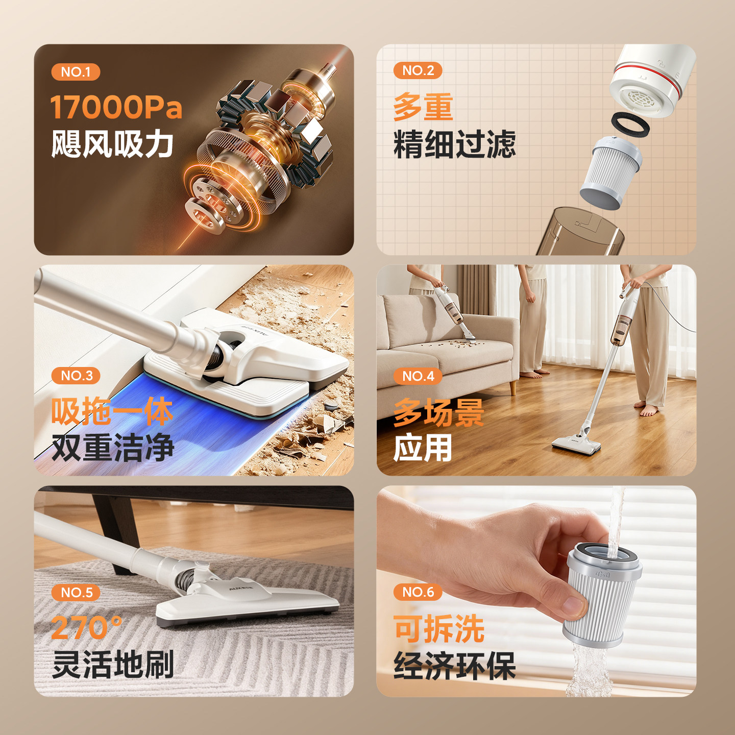 奥克斯家用吸拖一体吸尘器大吸力手持宠物吸拖毛发拖把洗地一体机,淘宝优惠券,粉丝福利购,淘宝优惠卷