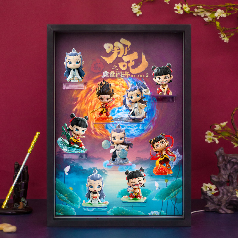 泡泡玛特《哪吒之魔童闹海》天生羁绊系列手办盲盒收纳场景展示盒