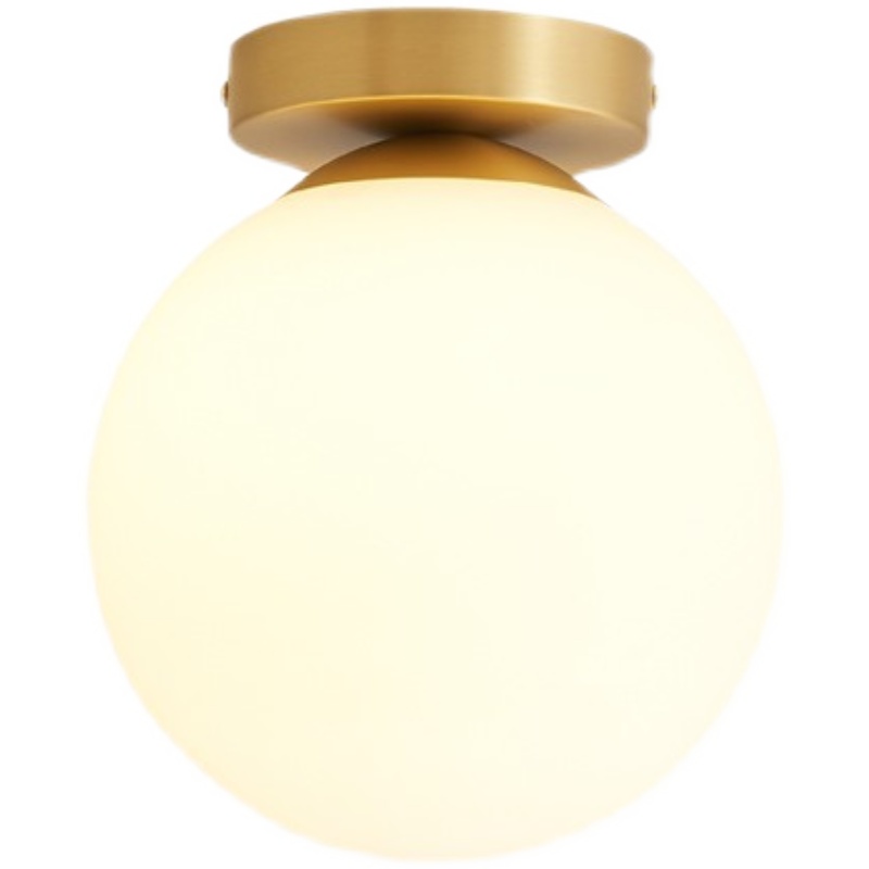 北欧入户过道阳台黄铜吸顶灯极简轻奢个性创意衣帽间圆球玻璃灯具 - 图3
