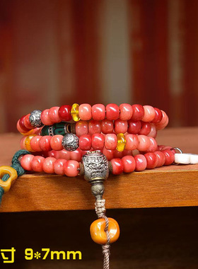 天然血料骆驼骨桶珠手链