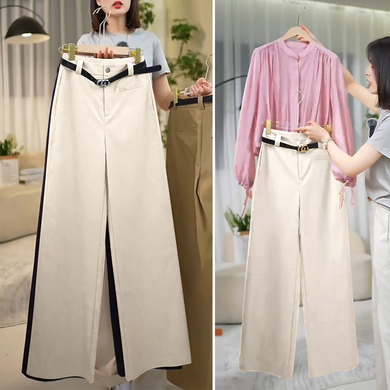 西装阔腿裤女春秋2025年新款高级感垂感高腰窄版小个子休闲直筒裤,淘宝优惠券,粉丝福利购,淘宝优惠卷