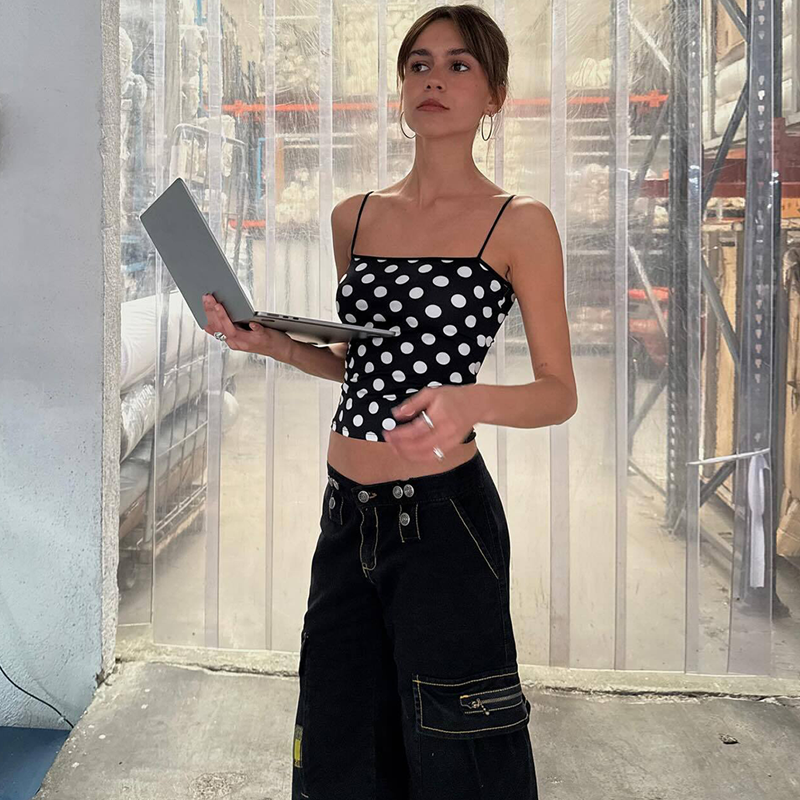 gusty法式街头辣妹复古波点时尚套装御姐收腰吊带上衣+包臀短裙子,淘宝优惠券,粉丝福利购,淘宝优惠卷