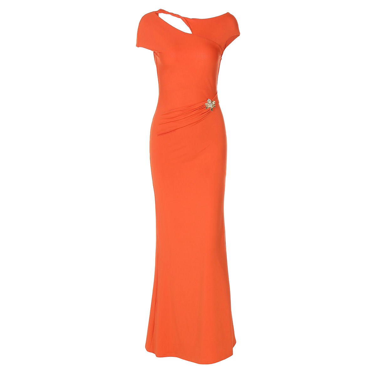 gusty高级感气质御姐扭结镂空收腰连衣裙性感露背礼服欧美风长裙