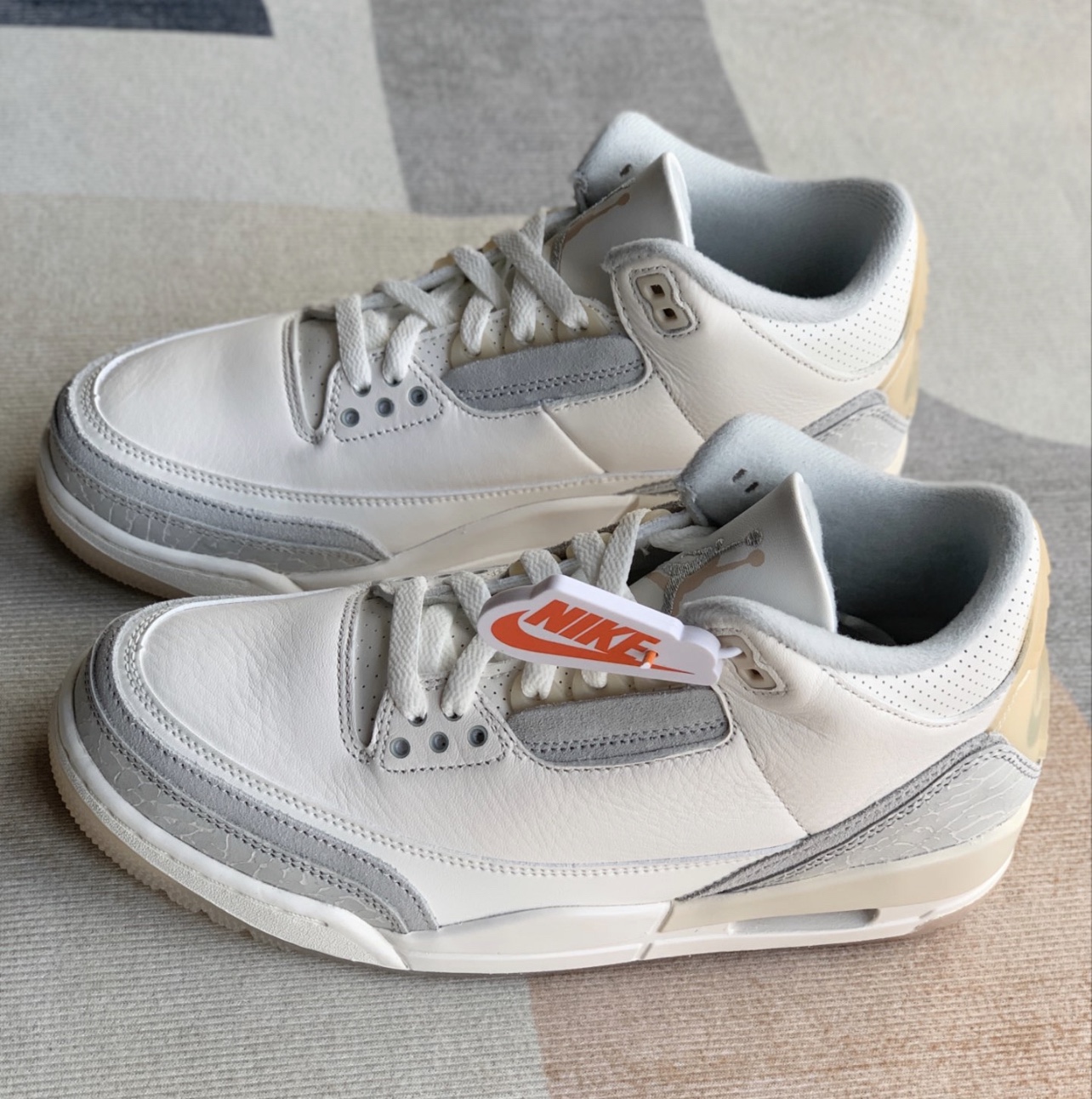 正品耐克Air Jordan 3 AJ3 灰白色中帮复古篮球鞋男鞋FJ9479-100 - 图1