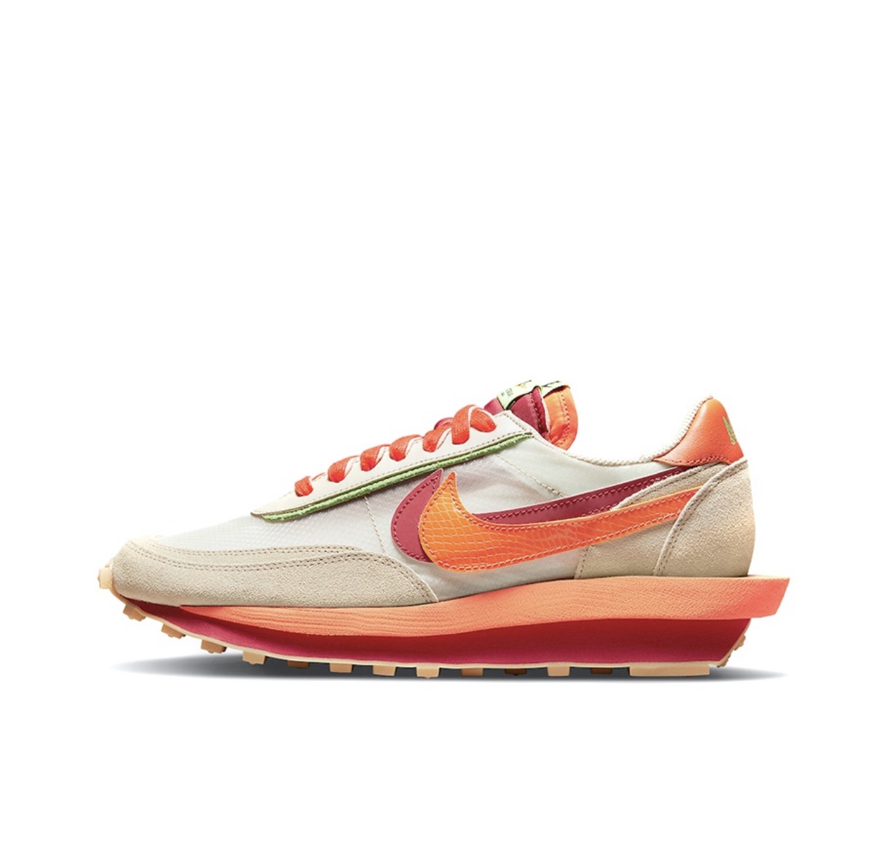 耐克 Sacai x Nike x Clot Lewaffle解构米橙红冠希休闲鞋DH1347-图3