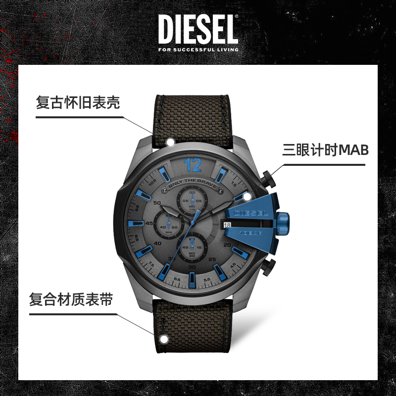 [官方正品]diesel男潮流尼龙男女表 diesel手表欧美腕表