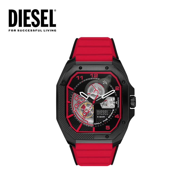 diesel男新款方形黑色时尚盘机械表 diesel手表欧美腕表