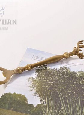 进口黄铜鹿头啤酒开瓶器桌面摆件