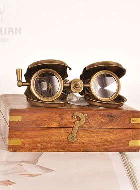 印度进口欧式风黄铜双筒手持摆件
