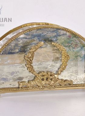 印度进口纯铜玻璃宫廷复古餐巾纸架创意餐厅会所咖啡厅餐桌纸巾架