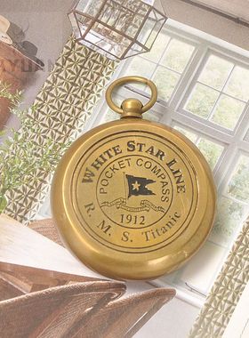 印度黄铜复古怀旧手工指南针创意车载摆件罗盘可挂便携迷你指北针