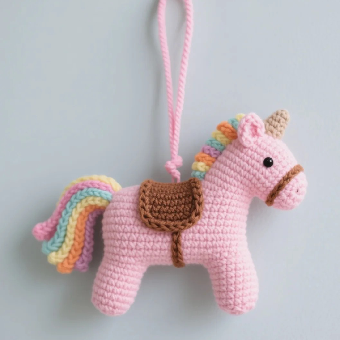 粉粉彩虹小马挂件挂手工毛线编织包包挂件钩针朋友礼物diy材料包,淘宝优惠券,粉丝福利购,淘宝优惠卷