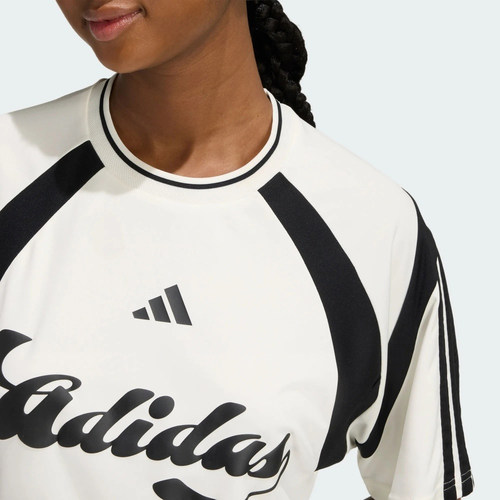 adidas阿迪达斯女子足球风撞色舒适透气运动休闲短袖T恤KB6126 - 图3